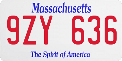 MA license plate 9ZY636