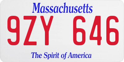 MA license plate 9ZY646