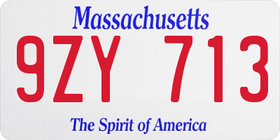 MA license plate 9ZY713