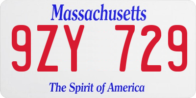 MA license plate 9ZY729
