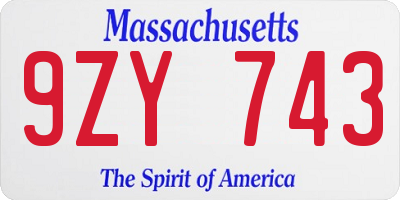 MA license plate 9ZY743