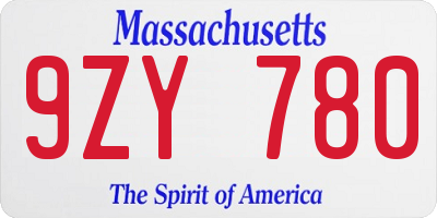 MA license plate 9ZY780