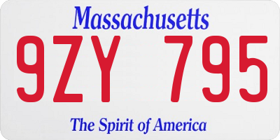MA license plate 9ZY795