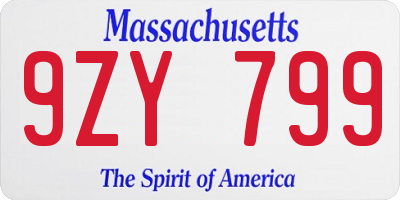 MA license plate 9ZY799