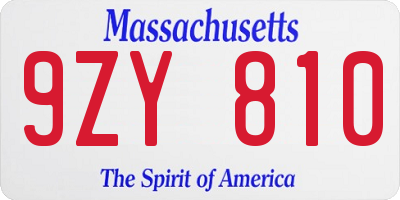 MA license plate 9ZY810