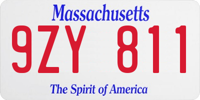 MA license plate 9ZY811