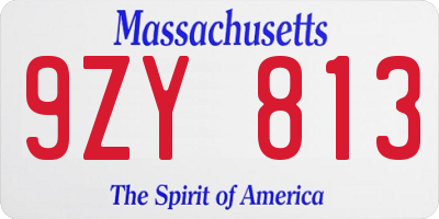 MA license plate 9ZY813