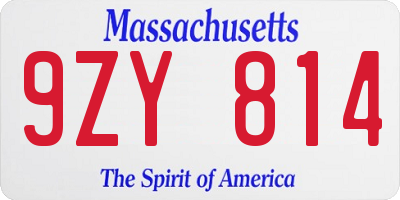 MA license plate 9ZY814