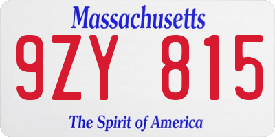 MA license plate 9ZY815