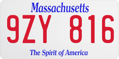 MA license plate 9ZY816