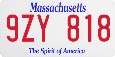 MA license plate 9ZY818