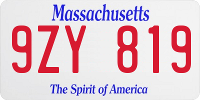 MA license plate 9ZY819