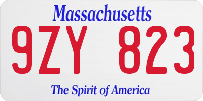 MA license plate 9ZY823