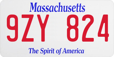 MA license plate 9ZY824