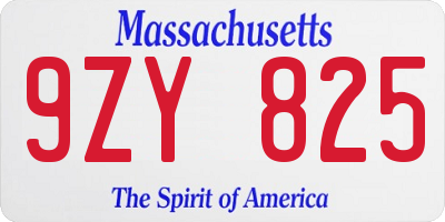 MA license plate 9ZY825