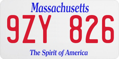 MA license plate 9ZY826