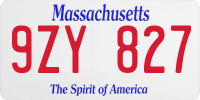 MA license plate 9ZY827