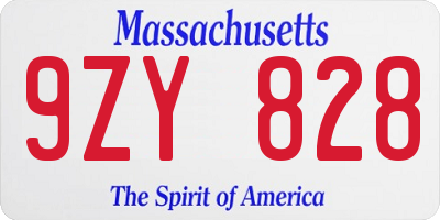 MA license plate 9ZY828