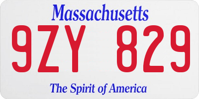 MA license plate 9ZY829