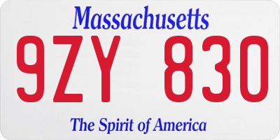 MA license plate 9ZY830