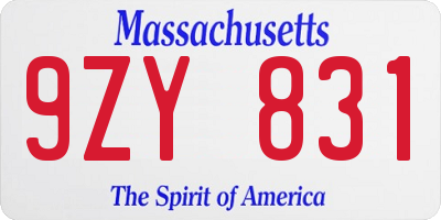 MA license plate 9ZY831