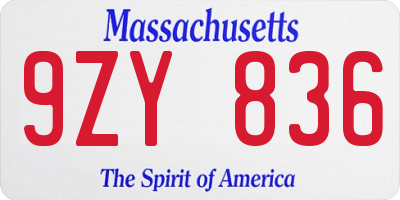 MA license plate 9ZY836