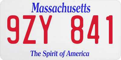 MA license plate 9ZY841