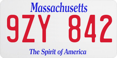 MA license plate 9ZY842