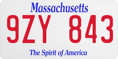 MA license plate 9ZY843