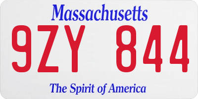 MA license plate 9ZY844