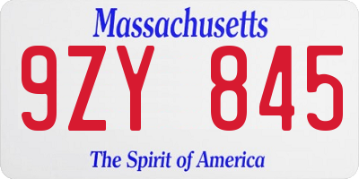 MA license plate 9ZY845