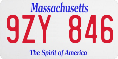 MA license plate 9ZY846