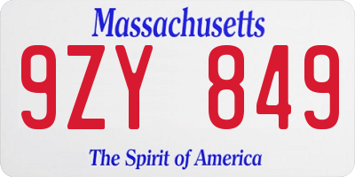 MA license plate 9ZY849