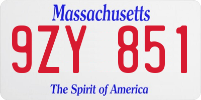 MA license plate 9ZY851