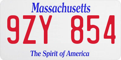 MA license plate 9ZY854