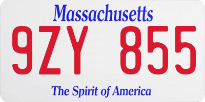 MA license plate 9ZY855