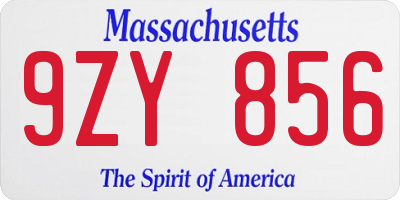 MA license plate 9ZY856