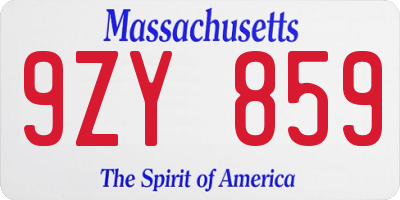 MA license plate 9ZY859