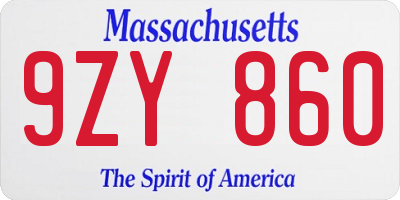 MA license plate 9ZY860