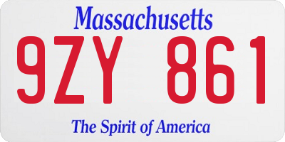 MA license plate 9ZY861