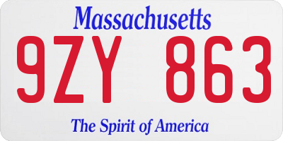 MA license plate 9ZY863