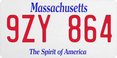 MA license plate 9ZY864