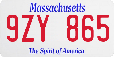 MA license plate 9ZY865