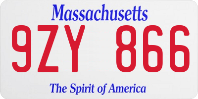 MA license plate 9ZY866