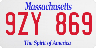 MA license plate 9ZY869