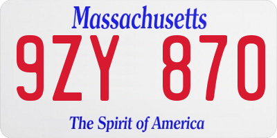 MA license plate 9ZY870