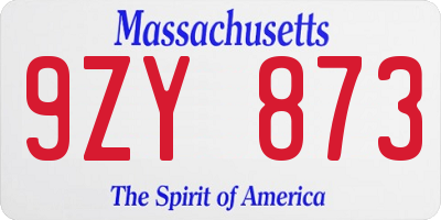 MA license plate 9ZY873