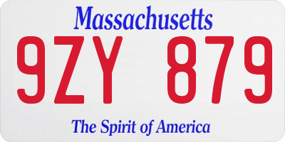 MA license plate 9ZY879