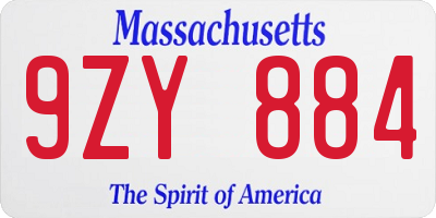 MA license plate 9ZY884