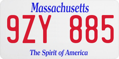 MA license plate 9ZY885